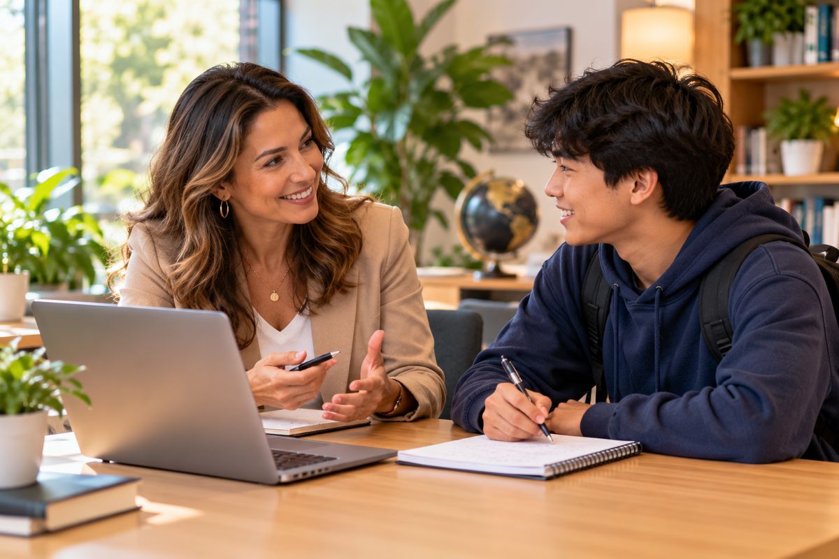 A one-on-one session between a mentor and an international student